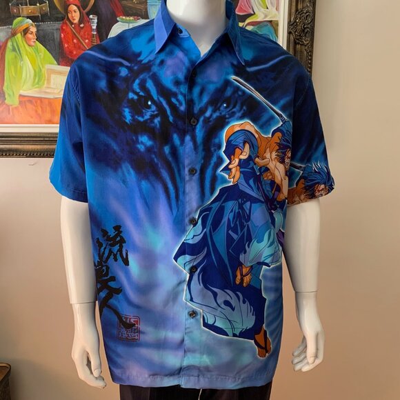 Vintage EXCO Jeans Anime Button Up Bowling Shirt - Picture 2 of 10